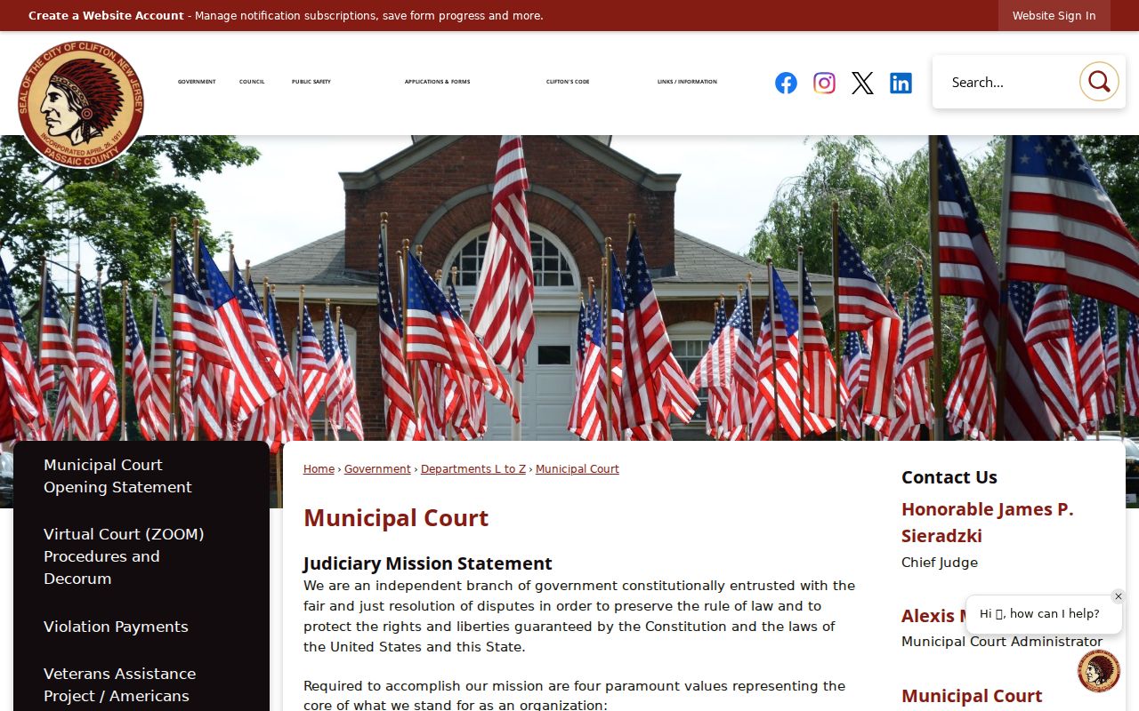 Clifton criminal records Municipal Court page