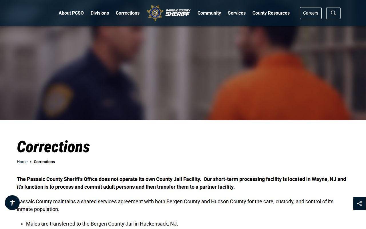 Passaic County arrest booking Correctional Hub information