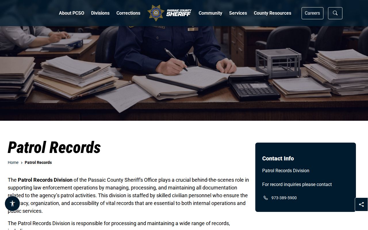 Passaic County arrest report Patrol Records Division
