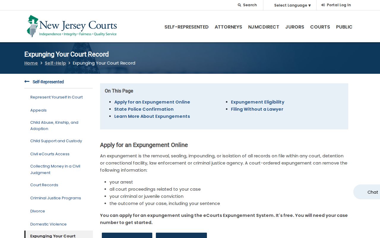 Passaic County criminal record expungement guidance