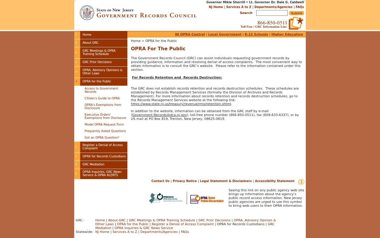 Passaic County criminal record OPRA guidance page