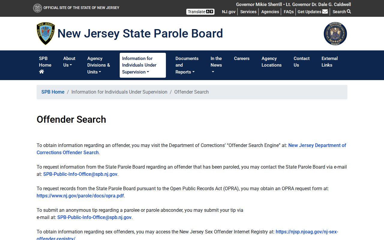 Passaic County criminal record parole search guidance