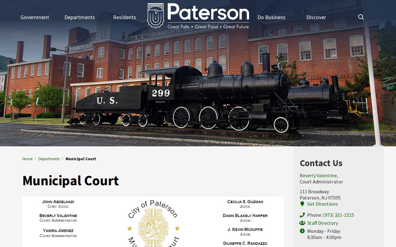 Paterson criminal records and Municipal Court services page